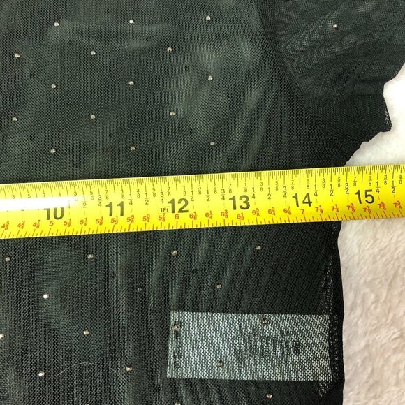 NWT Garage Black Mesh Short Sleeve Crop Top With Rhinestones Size Small - Picture 7 of 9